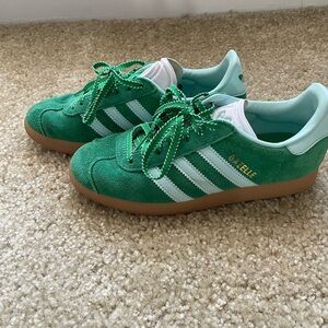 Adidas Gazelle Green and Light Blue Sneakers